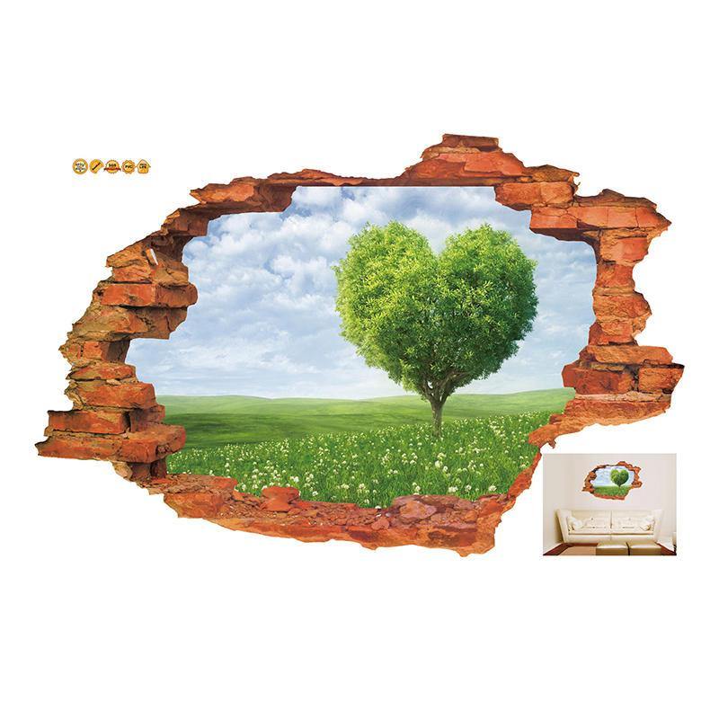 Miico Creative 3D Love Tree Scenery Broken Wall Removable Home Room Decorative Wall Decor Sticker - Trendha
