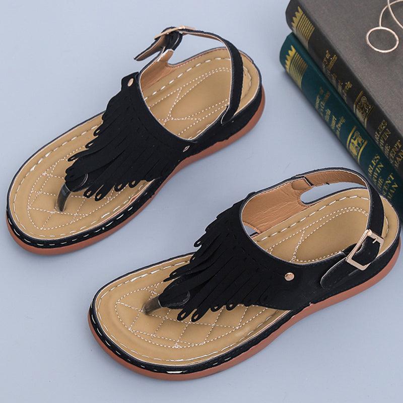 Women's Roman Cutout Thong Wedge Beach Sandals - Trendha