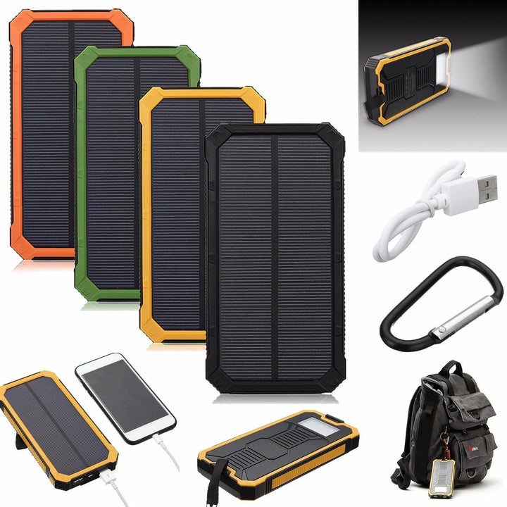 8000mAh Solar Waterproof Portable Charger Dual USB Battery Power Bank - Trendha