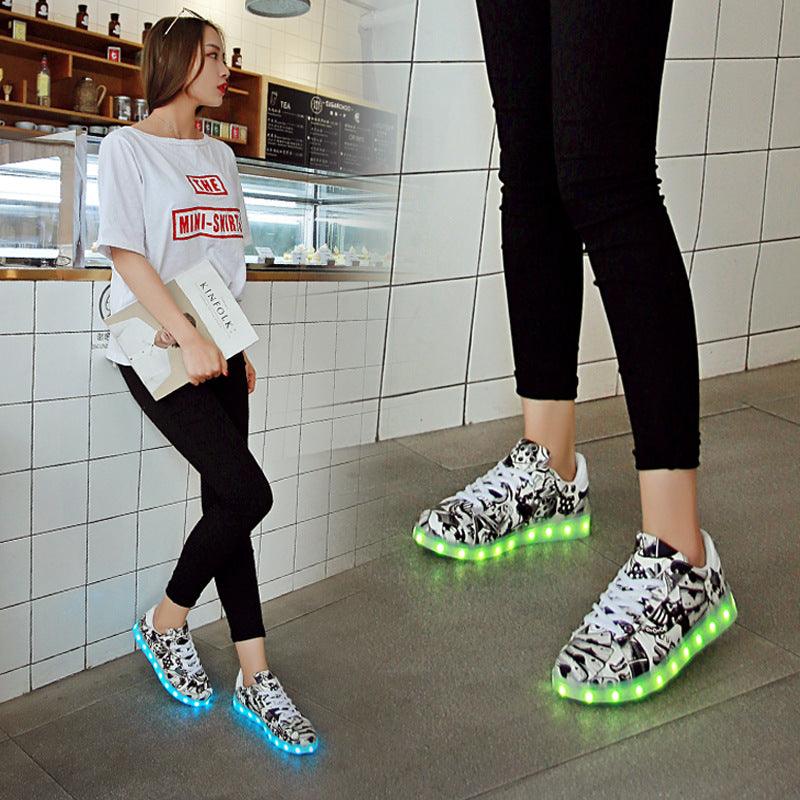 Fashion Graffiti Casual LED Colorful Luminous Shoes - Trendha