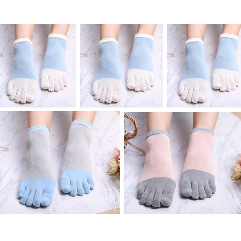 Women Girls Simple Five-Toe Socks 5-Pair Set Ankle Socks - Trendha