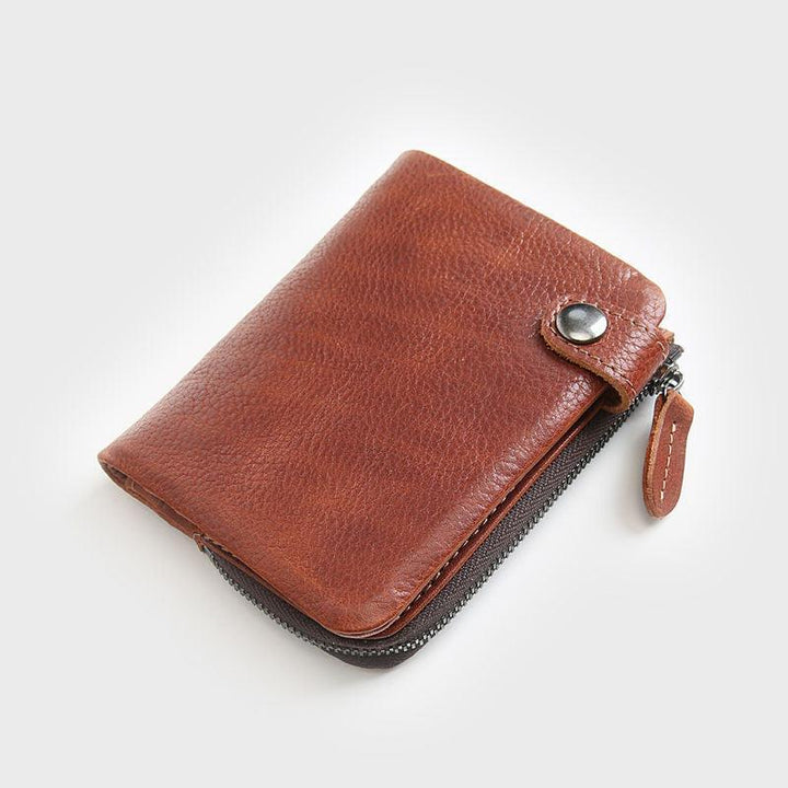 Men's Short Leather First Layer Leather Wallet For Young Students - Trendha