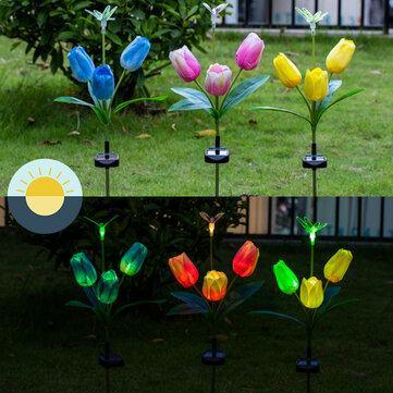 1PC/2PCS Solar Powered LED Lawn Light Colorful Flower Tulip Outdoor Yard Garden Lamp for Outdoor Home Street - Trendha