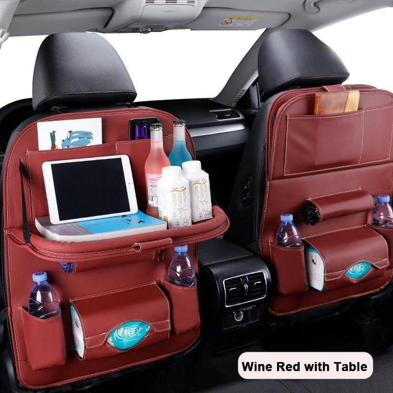 Car Seat Back Organizer Pu Leather Pad Bag Car Storage Organizer Foldable Table Tray Travel Storage Bag Auto Accessories - Trendha