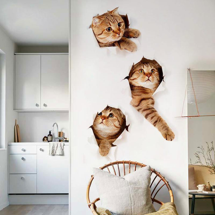 Miico 3D Creative PVC Wall Stickers Home Decor Mural Art Removable Cat Wall Decals - Trendha