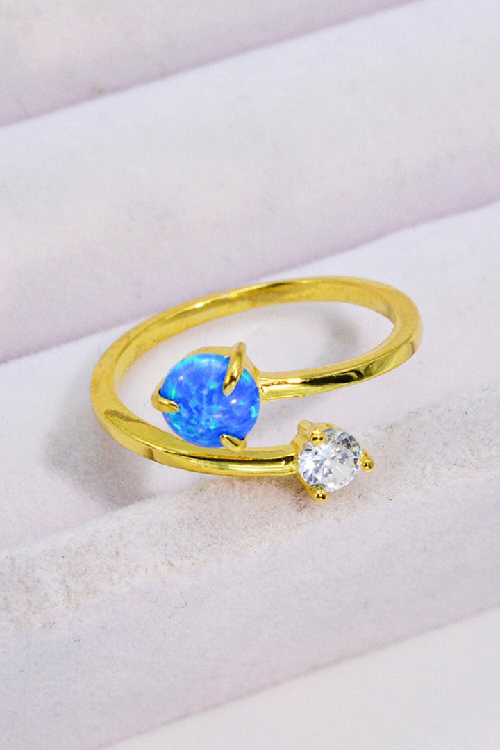 Opal and Zircon Open Ring - Trendha