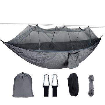 1-2 Person Portable Outdoor Camping Hammock with Mosquito Net High Strength Parachute Fabric Hanging Bed Hunting Sleeping Swing Max Load 300KG - Trendha
