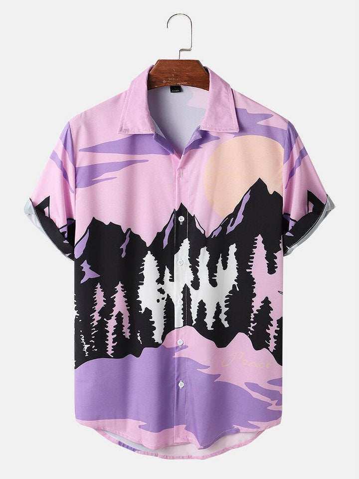 Mens Landscape Print Casual Shirts - Trendha