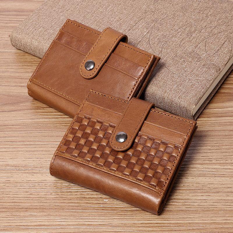 Men Genuine Leather Embossed Retro Business Multi-slot Leather Card Holder Wallet - Trendha