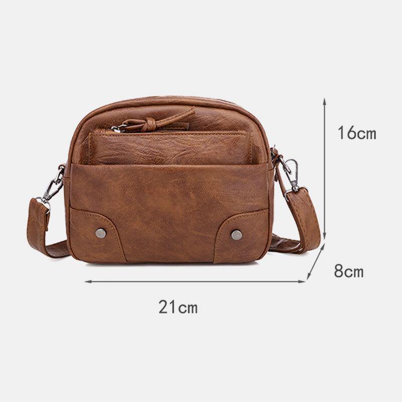 Women PU Leather Multi-pocket Retro Fashion 6.3 Inch Phone Bag Soft Crossbody Bags Shoulder Bag - Trendha