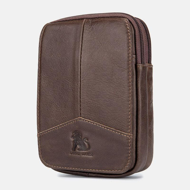 Men Genuine Leather Retro Outdoor 6.5 Inch Phone Bag Belt Hand Free Waist Bag - Trendha