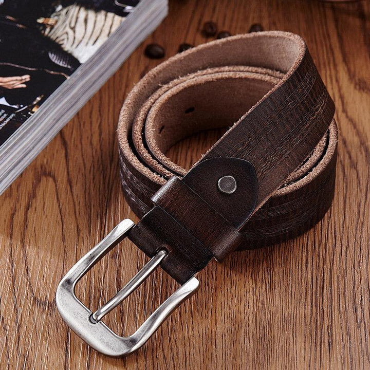 Genuine Leather Men's Belt Casual Waistband Waist Strap Smooth Pin Retro Belt - Trendha