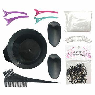 11Pcs Hair Dye Coloring DIY Beauty Salon Tool Kit Brush Comb Bowl Black Clips - Trendha