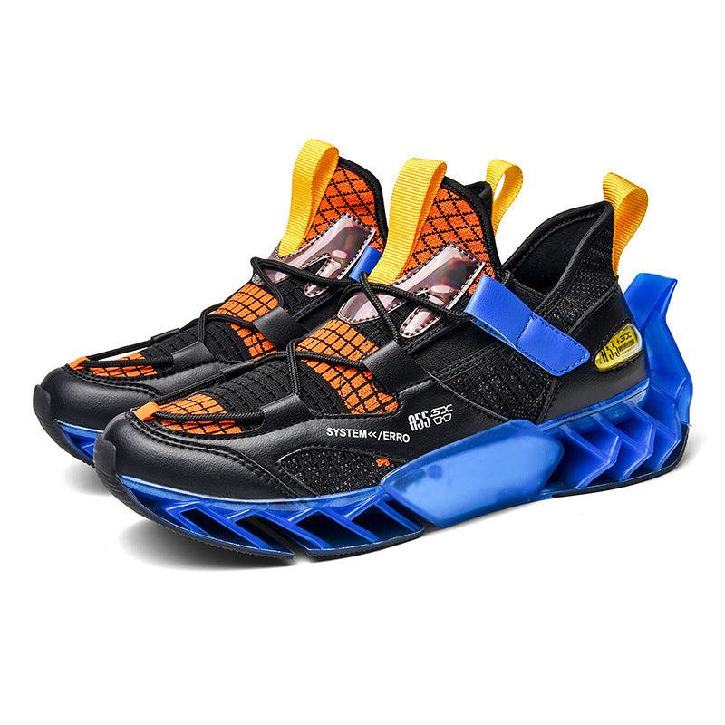 Men's Low-top Lace-up Casual Blue Round-toe Sneakers - Trendha