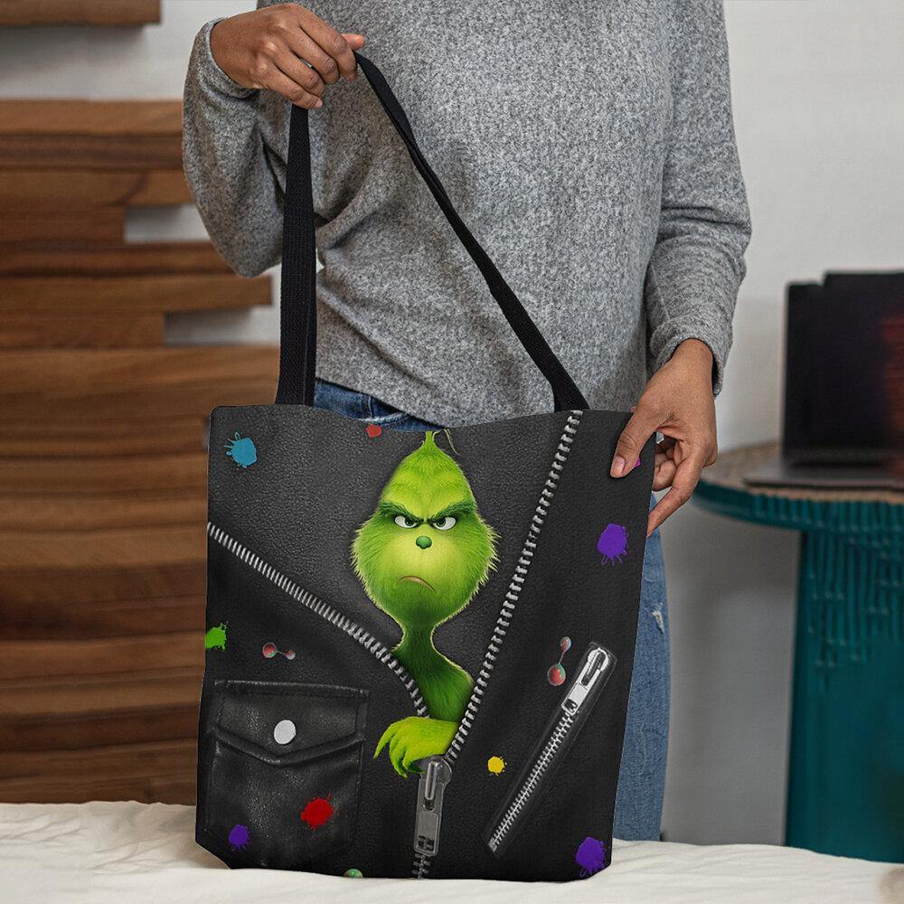 Women Felt Cute Cartoon Green Monster Pattern Shoulder Bag Handbag Tote - Trendha