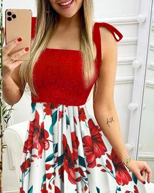Sling Stitching Print Irregular Tube Top Dress - Trendha