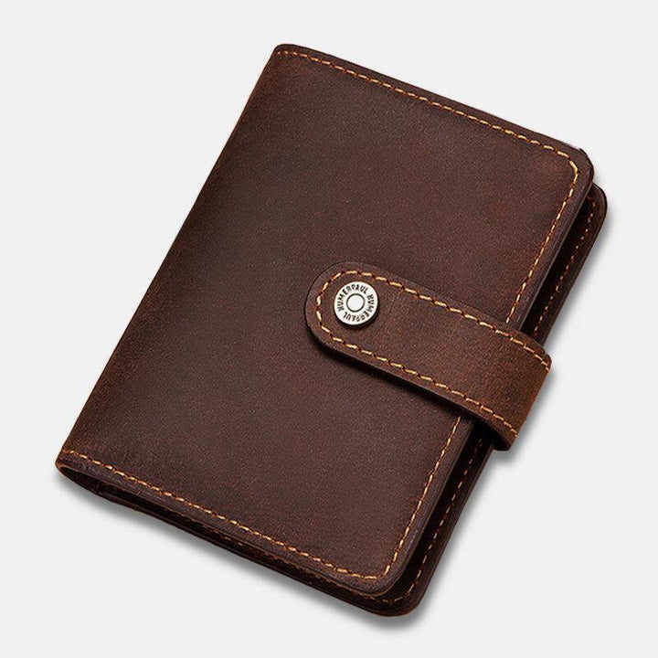 Men Genuine Leather Retro RFID Antimagnetic Multifunction Money Clips Short Wallet Purse - Trendha
