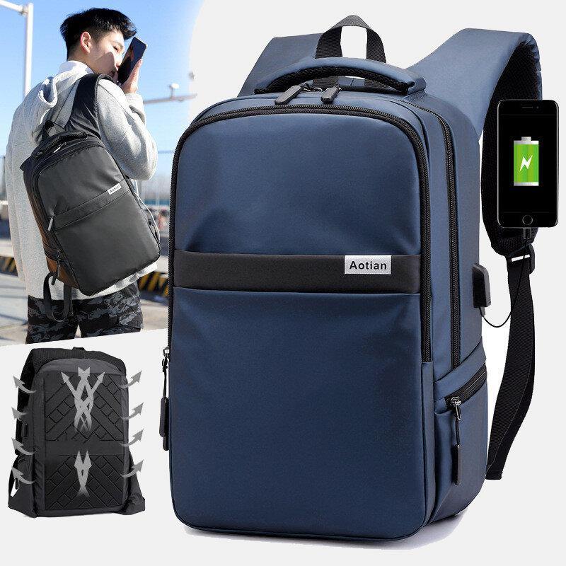 Men USB Charging Outdoor Nylon Travel Waterproof Large Capacity 13 Inch Laptop Bag Travel Bag Backpack - Trendha