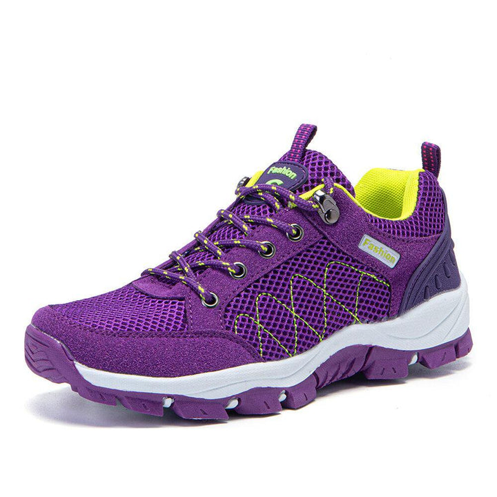 Women Breathable Mesh Slip Resistant Lace Up Hiking Sneakers - Trendha