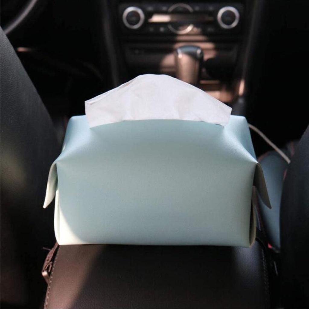 Blue Polyurethane Leather Tissue Box Cover - Trendha