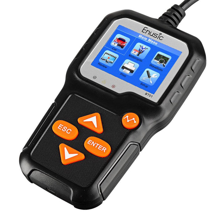 Enusic™ BT01 Professional 6V 12V Battery Tester 100-2000CCA Color LCD Display Car Motorcycle Load Analyzer Cranking Charging Diagnostic Tool - Trendha
