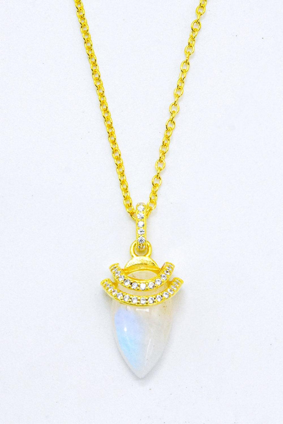 18K Gold-Plated Moonstone Pendant Necklace - Trendha