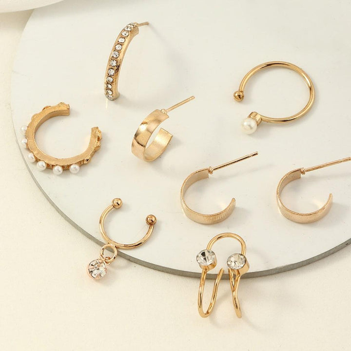 8 Pcs Pearl Stud Earrings - Trendha