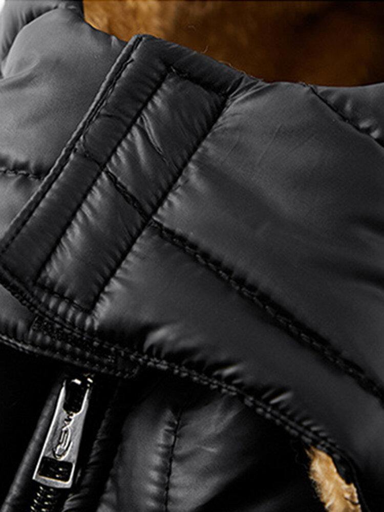 Mens Quilted Plush Lined Warm Cotton Padded Hooded Puffer Jacket With Pocket - Trendha
