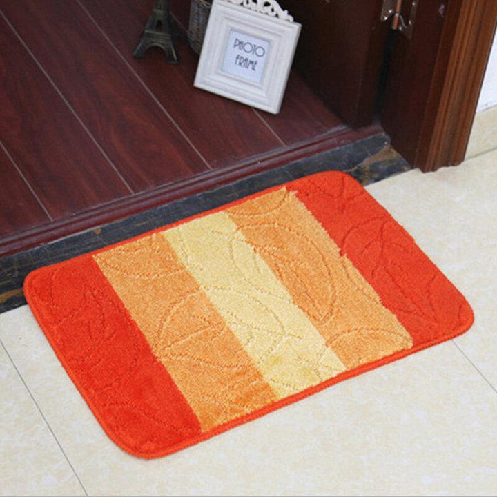 Polypropylene Bathroom Bedroom Floor Carpet Leaves And Stripe Pattern Non-Slip Living Room Kitchen Mat - Trendha