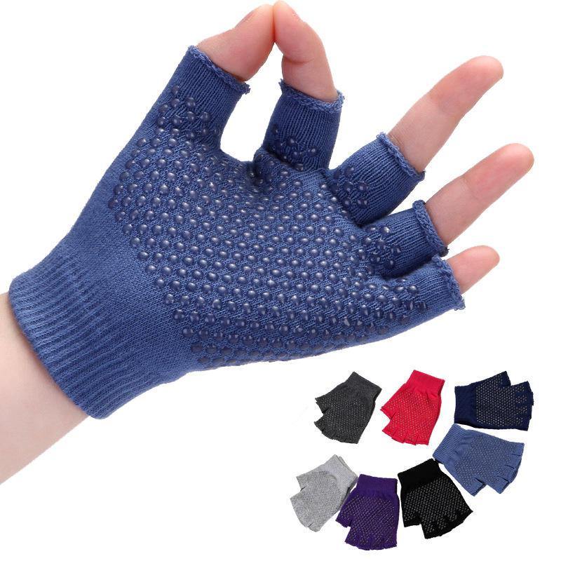 Women Non Slip Sporty Style Design Fingerless Yoga Gloves - Trendha
