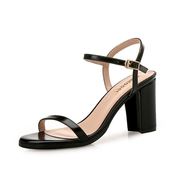 Sandals Female Fairy Style Fashion Wild Mid-heel Thick Heel Fashion Word Buckle High Heels Summer - Trendha