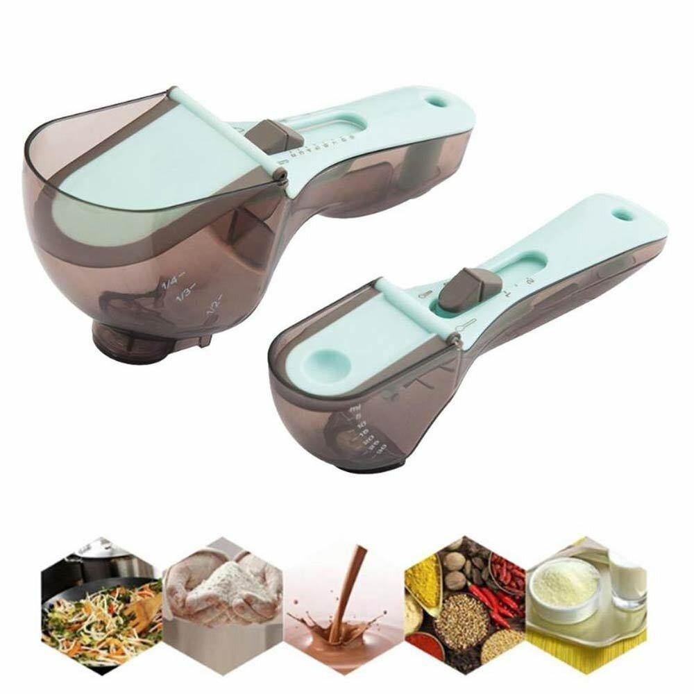 2 Piece Set Spoon Scale Measuring Spoon Set Adjustable Measuring Baking Tool Kitchen Tools - Trendha