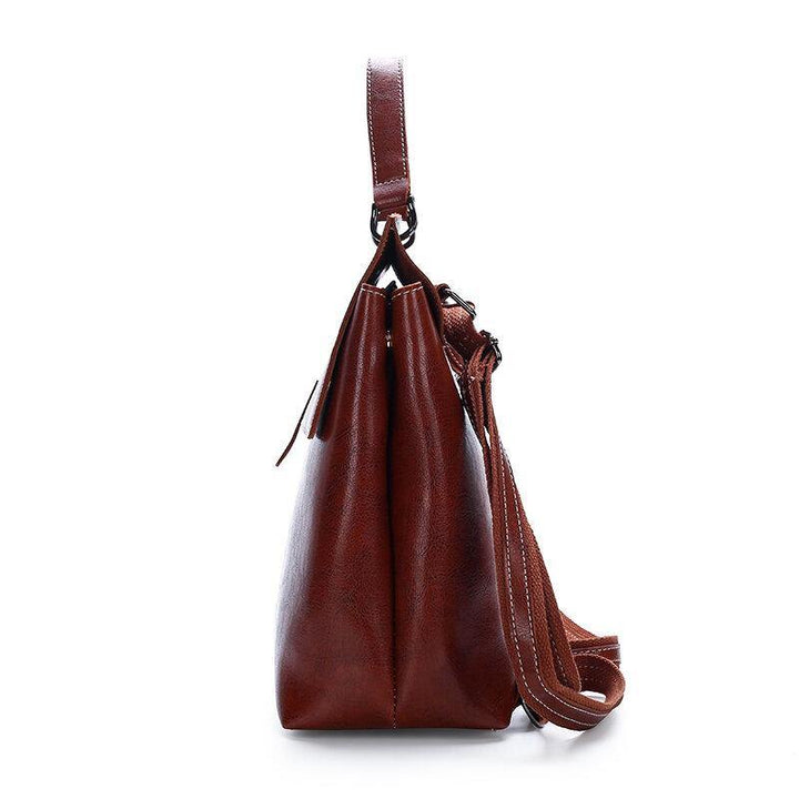Women PU Leather Solid Double Straps Fashion Backpack - Trendha