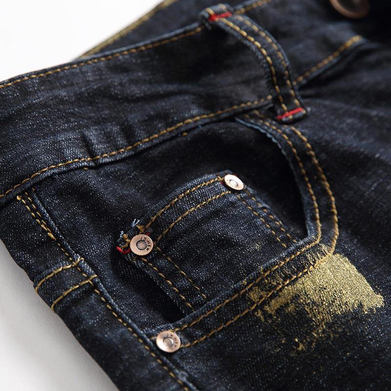 Printing Hip-Hop Design Colorful Holes Jeans - Trendha