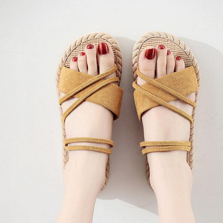 Women Solid Color Suede Soft Bottom Flats Slippers - Trendha