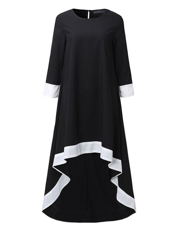 Women Stripe Irregular Hem Swallowtail Long Sleeve Elegant Dress - Trendha