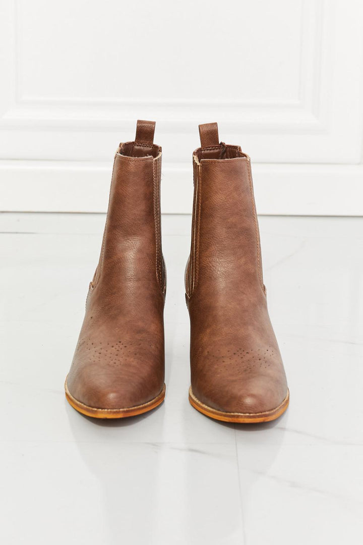 MMShoes Love the Journey Stacked Heel Chelsea Boot in Chestnut - Trendha