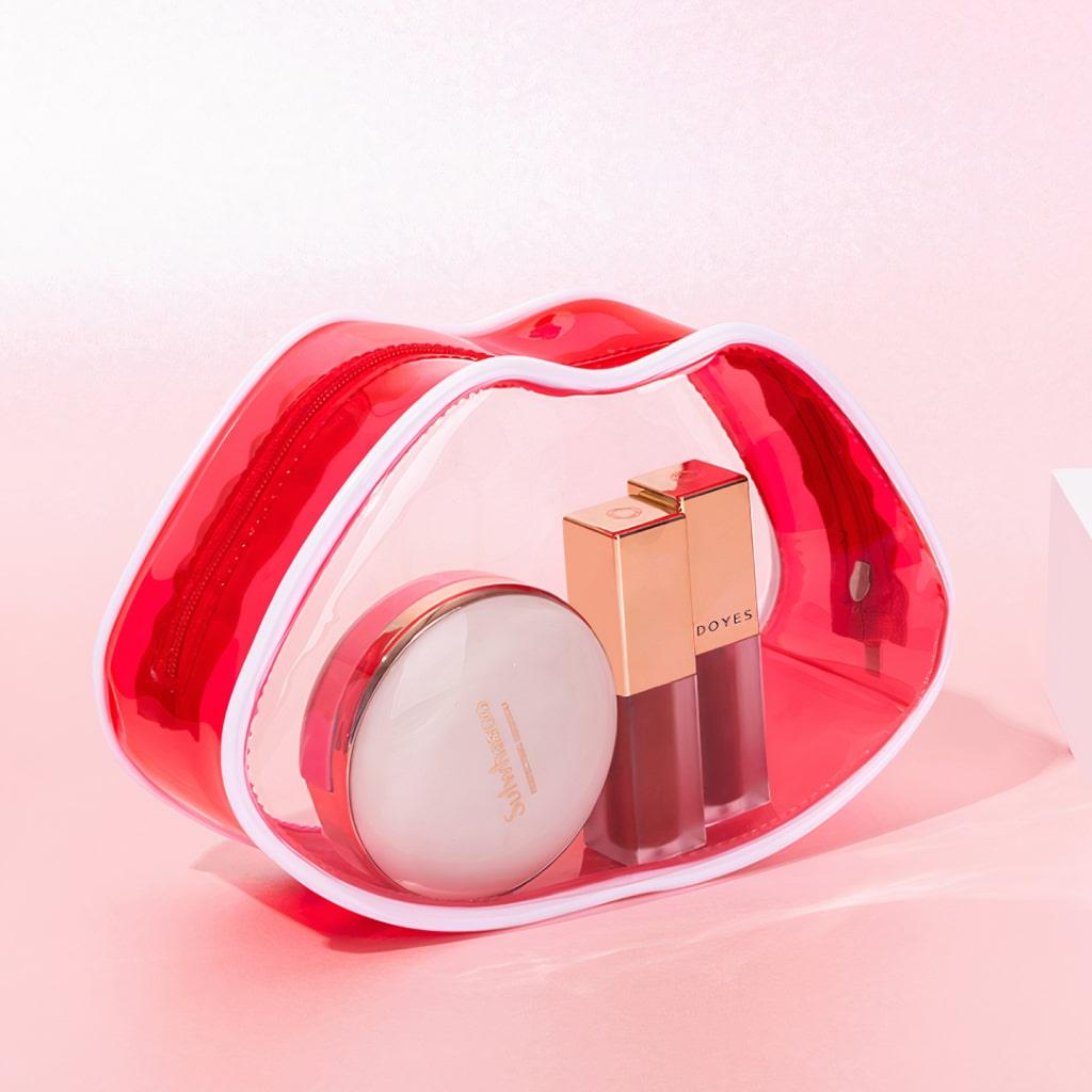 Transparent Lip-Shaped Cosmetic Bag - Trendha