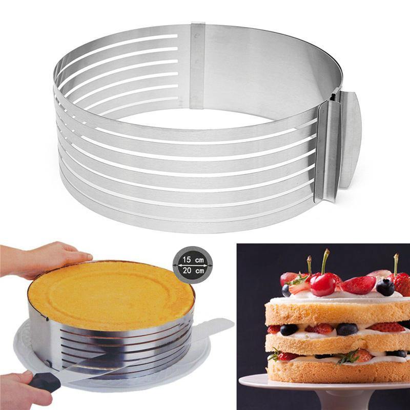 20cm Adjustable Cut Layered Stainless Steel Round Ring Circular Baking Mold Bakeware - Trendha