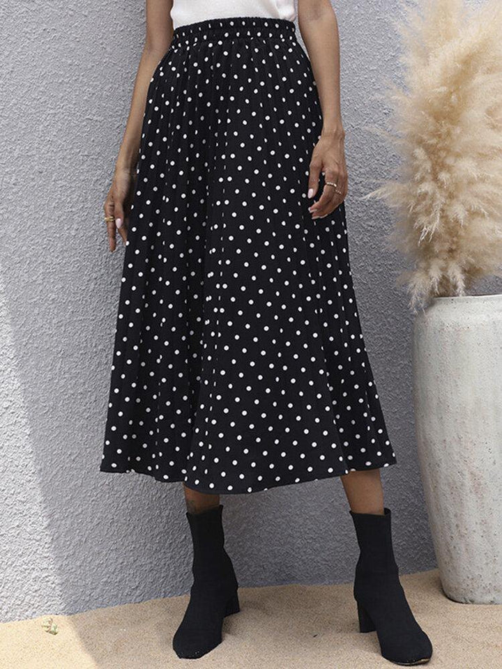 Women Polka Dot Printed High Waist Loose Stylish Mid-Length Skirt - Trendha