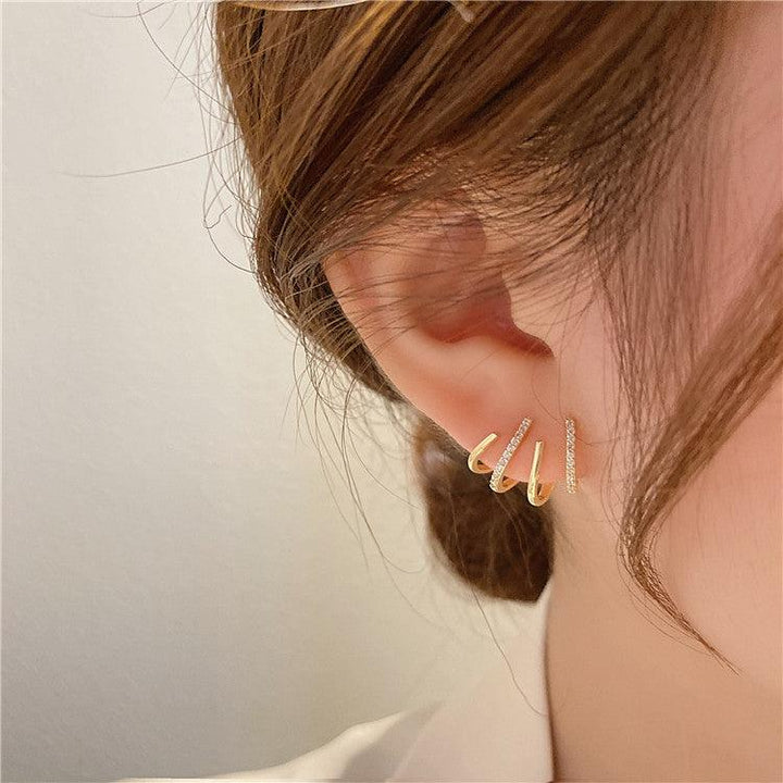 New Elegant Zircon Four-claw Stud Earrings Gold Color For Women Exquisite Cute Earring Korean Fashion Jewelry - Trendha