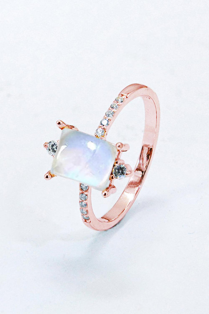 925 Sterling Silver Square Moonstone Ring - Trendha