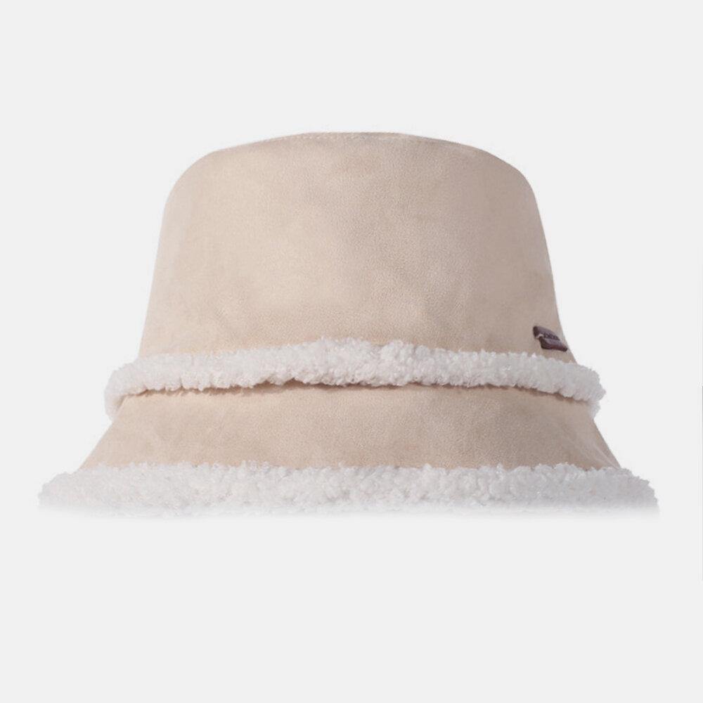 Women Suede Lamb Hair Casual Fashion Elegant Keep Warm Outdoor Bucket Hat - Trendha
