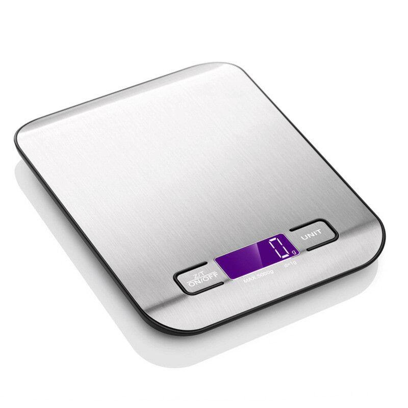 5/10kg Digital Multi-Function Food Kitchen Scale Stainless Steel Fingerprint-proof Finish Platform with LCD Display Baking Scale for Cooking Baking - Trendha