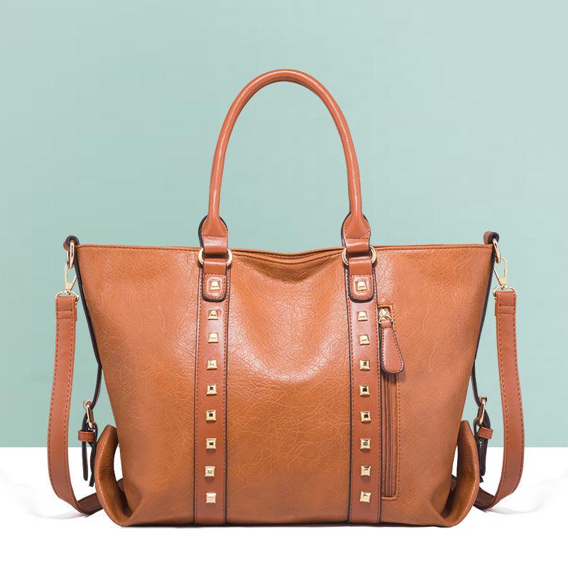 Large-capacity Leather Shoulder Bag For Ladies - Trendha