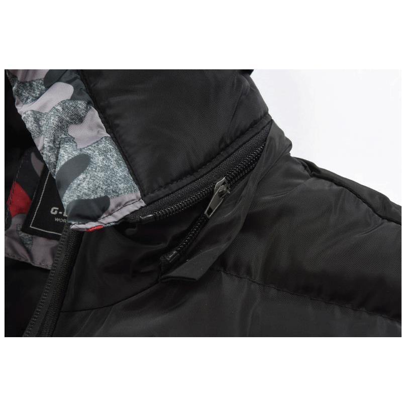 Mens Camo Patchwork Detachable Hooded Thick Warm Padded Vest - Trendha