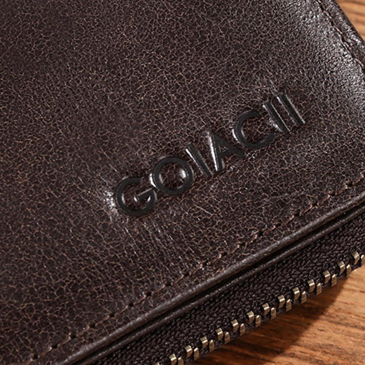 Men Genuine Leather Business Retro Cowhide Multifunction Card Holder Wallet - Trendha
