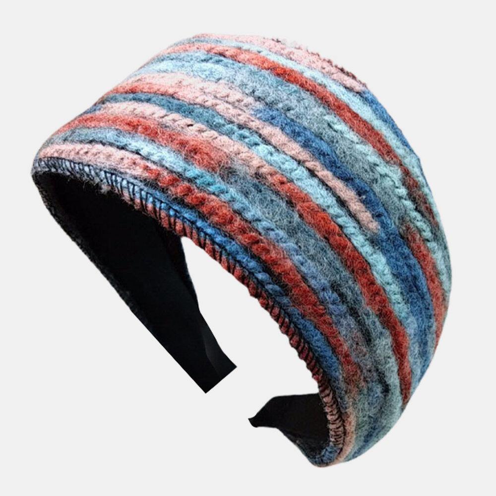 Women Woolen Mixed Color Retro Ethnic Style Colorful Headwear Headband - Trendha