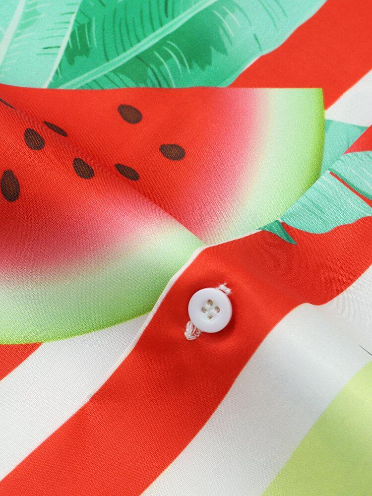Mens Holiday Watermelon Print Casual Shirts - Trendha