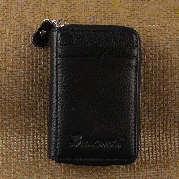 Genuine Leather Zipper 19 Card Holder Women Portable Short Purse Coin Bags - Trendha